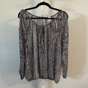 Milkyway Animal Print Sheer Open Shoulder Blouse